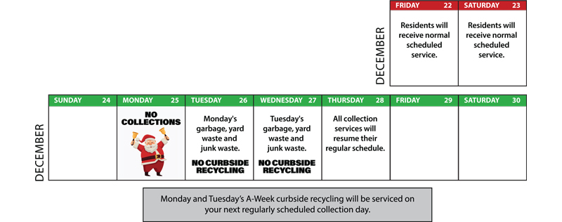 Christmas Trash Collection Calendar