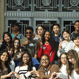 Students on the Steps of City Hall