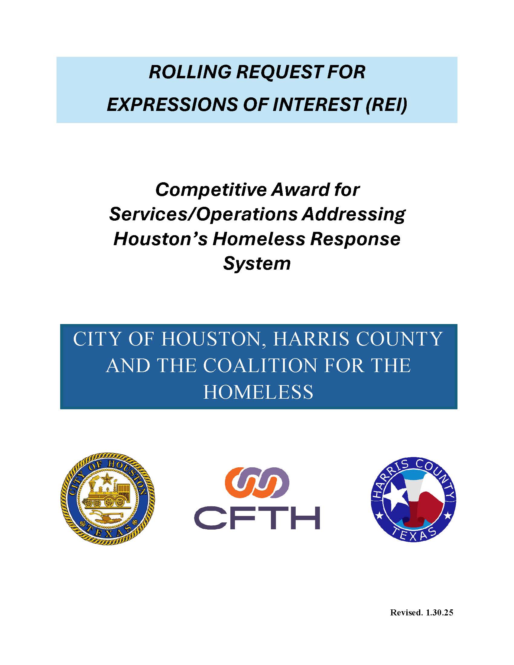 ROLLING REQUEST FOR EXPRESSIONS OF INTEREST (REI)