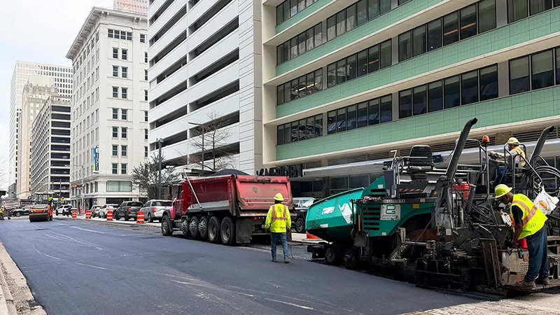 Crews Overlaying a Street